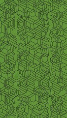 Fototapeta premium Black Octagon pattern hand drawn design on Green background illustration