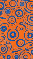 Blue Circle pattern hand drawn design on Orange background illustration