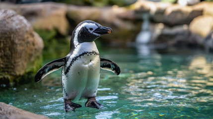 Naklejka premium Penguin Awareness Day. penguins in the wild