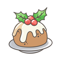 christmas pudding Illustration, christmas vector illustration - flat illustration of achristmas pudding, symbolizing holiday celebrations. christmas illustration.