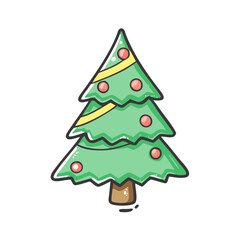 christmas tree Illustration, christmas vector illustration - flat illustration of achristmas tree, symbolizing holiday celebrations. christmas illustration.