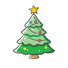christmas tree Illustration, christmas vector illustration - flat illustration of achristmas tree, symbolizing holiday celebrations. christmas illustration.