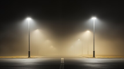 A long exposure image of street lights at night ,generative ai illustration