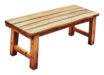 Rustic wooden bench suitable for outdoor settings, cut out - stock png.
