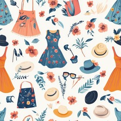 Floral Summer Fashion Pattern seamless, pattern, background, texture