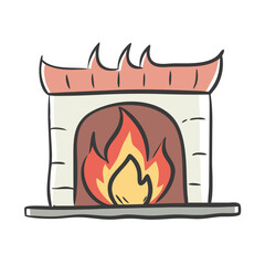 fireplace with fire Illustration, christmas vector illustration - flat illustration of afireplace with fire, symbolizing holiday celebrations. christmas illustration.