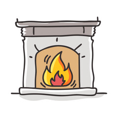 fireplace with fire Illustration, christmas vector illustration - flat illustration of afireplace with fire, symbolizing holiday celebrations. christmas illustration.