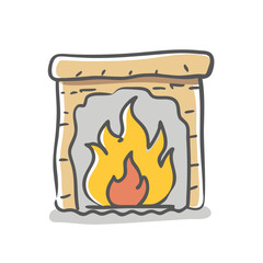 fireplace with fire Illustration, christmas vector illustration - flat illustration of afireplace with fire, symbolizing holiday celebrations. christmas illustration.