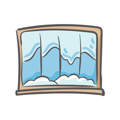 frosted window Illustration, christmas vector illustration - flat illustration of afrosted window, symbolizing holiday celebrations. christmas illustration.