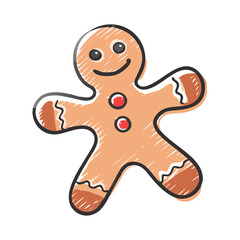 gingerbread man Illustration, christmas vector illustration - flat illustration of agingerbread man, symbolizing holiday celebrations. christmas illustration.