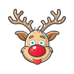 red nosed rudolph Illustration, christmas vector illustration - flat illustration of ared nosed rudolph, symbolizing holiday celebrations. christmas illustration.