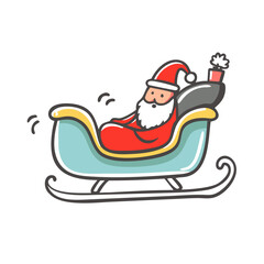 santa in sleigh Illustration, christmas vector illustration - flat illustration of asanta in sleigh, symbolizing holiday celebrations. christmas illustration.