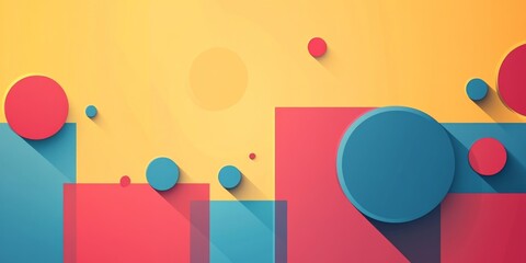 Abstract Geometric Shapes Background Colorful Circles Squares Design