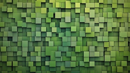 Fototapeta premium Green square shapes arranged in a repeating pattern with a gradient effect. 