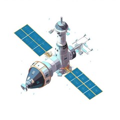 Fototapeta premium Isometric illustration of a space station.