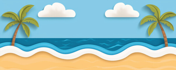 Serene beach landscape with palm trees and gentle waves