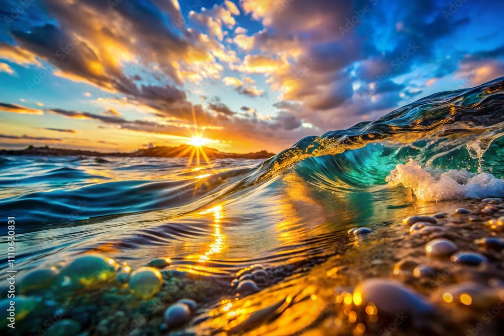 Poster captivating abstract background of seawater flow illuminated by light, showcasing the dynamic moveme