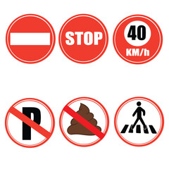 set of road signs vector illustration art