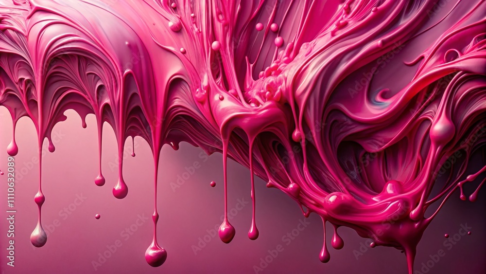 Poster captivating aerial view of pink paint flowing and dripping in an abstract style perfect for creative
