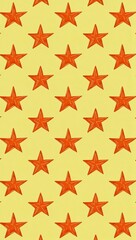 Orange Star pattern hand drawn design on Yellow background illustration