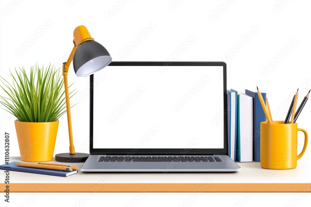 Poster A flat 2D drawing of a computer desktop, with simple icons and a colorful interface displayed on a clean white canvas