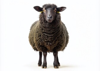 Captivating Black Sheep Front View Isolated on White Background for Premium Product Photography Showcase and Marketing Use