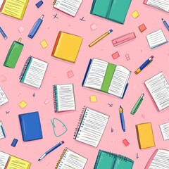 Colorful Study Supplies Pattern seamless, pattern, background, texture
