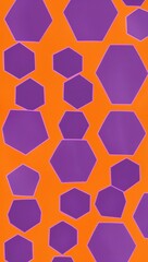 Purple Hexagon pattern hand drawn design on Orange background illustration