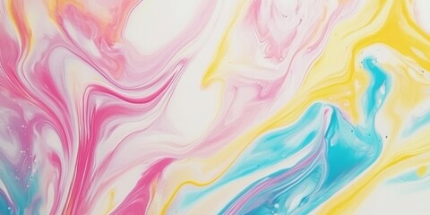 Abstract Acrylic Paint Swirls Fluid Pink Yellow Blue Texture