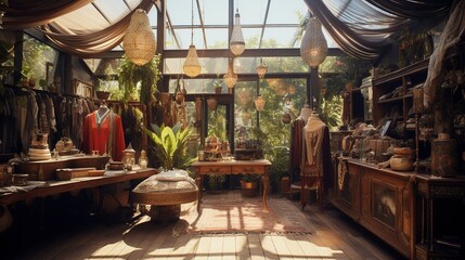 A photo of a boutique specializing in bohemian fashion