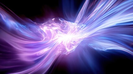 Abstract light patterns in vibrant purple and blue hues, white isolate background