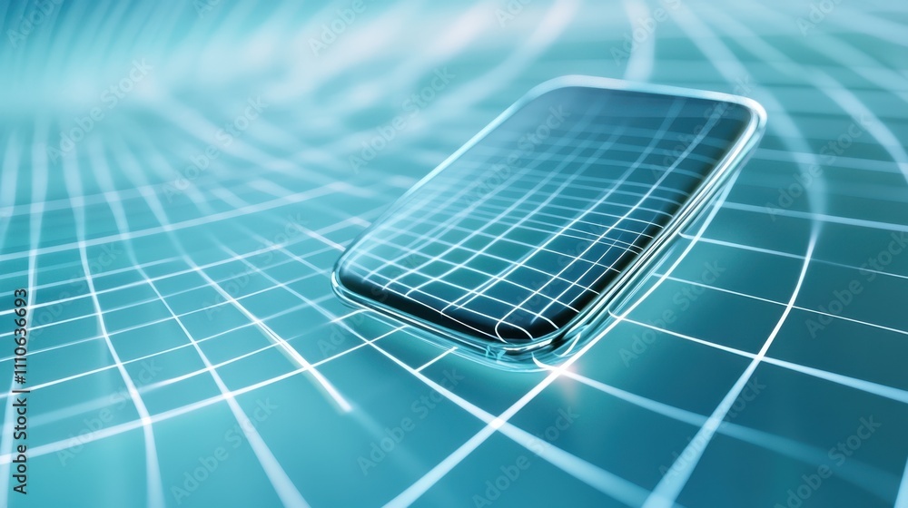 Poster modern phone logos showcasing sleek design and technological sophistication in a futuristic setting