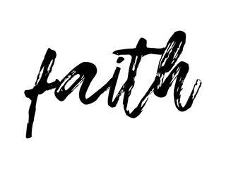 Faith letter Cursive Calligraphy Typography Black text letters isolated on white background ideal for shirts and posters