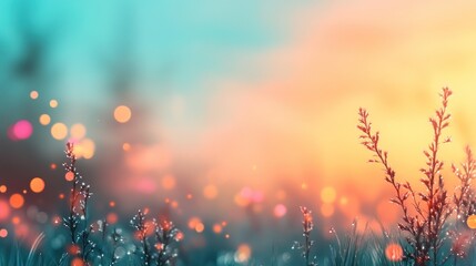 Vital nature awakening breathtaking evening glow over wildflowers in serene landscape enchanting viewpoint for peaceful reflection