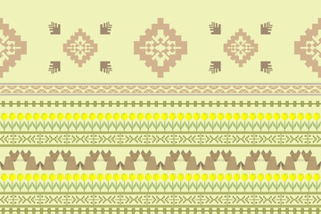 Ikat ethnic embroidery geometric abstract Aztec element seamless pattern. Native decorative oriental traditional design for fabric, clothing, wallpaper, background, texture, interior, decoration