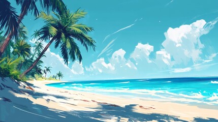 Obraz premium An aerial view of a tropical lagoon, the turquoise water surrounded by lush green trees and white sandy beaches