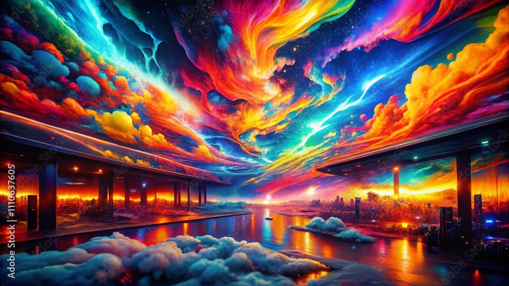 Poster captivating documentary photography showcasing chromatic aberration and heat mapping patterns with a