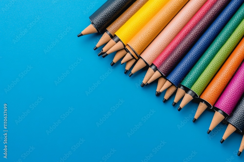 Poster a realistic image of a cmyk color fan arranged next to a stack of printed materials in vibrant hues