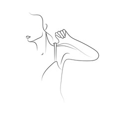 Set of Abstract minimalistic female figure in underwear. Vector fashion illustration of the female body in a trendy linear style. Elegant art. For posters, tattoos, logos of underwear stores