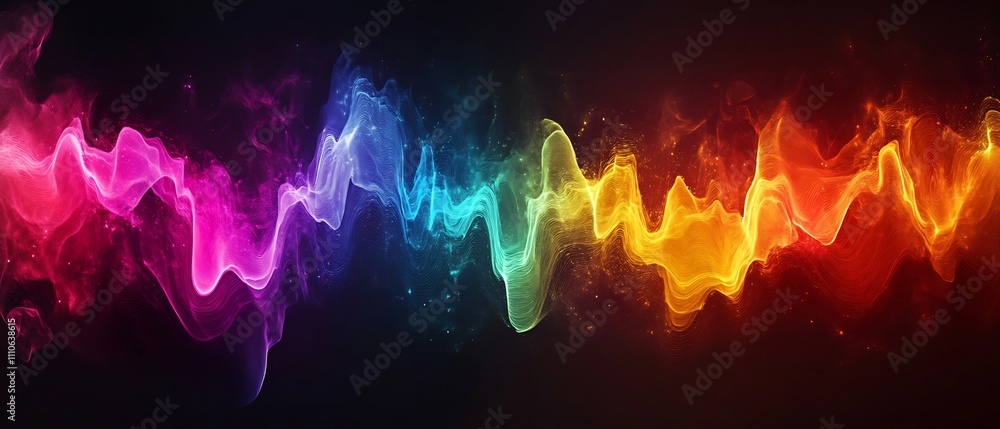 Poster captivating abstract depicting varied voice pitches and audio frequencies visualized through dynamic