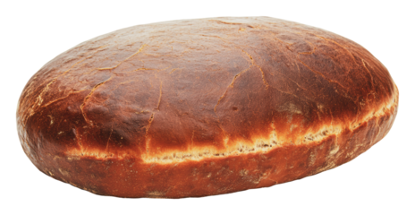 Freshly baked bread loaf cooling on a surface, cut out - stock png.