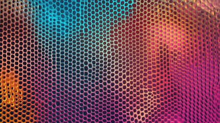 Abstract colorful honeycomb mesh texture background.