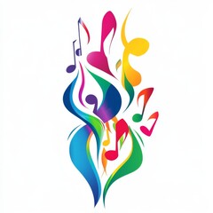 Abstract Colorful Music Notes Design Flowing Melody Emotional Waves Rainbow Hues Creative Graphic