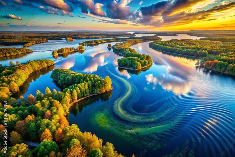 Poster captivating drone photography showcasing various types of water ripples in different environments, h