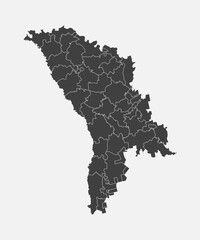 Vector map country Moldova divided on regions
