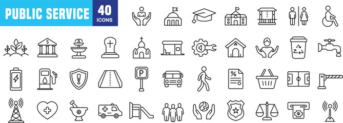 "Essential Line Icons for Public Service and Community Engagement"
