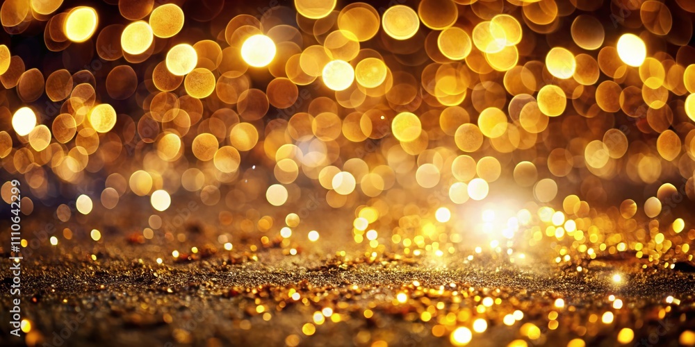 Poster captivating golden abstract sparkles and glitter lights against a festive background with defocused 