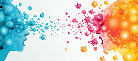 Virus transmission spreading infection through coughing and sneezing