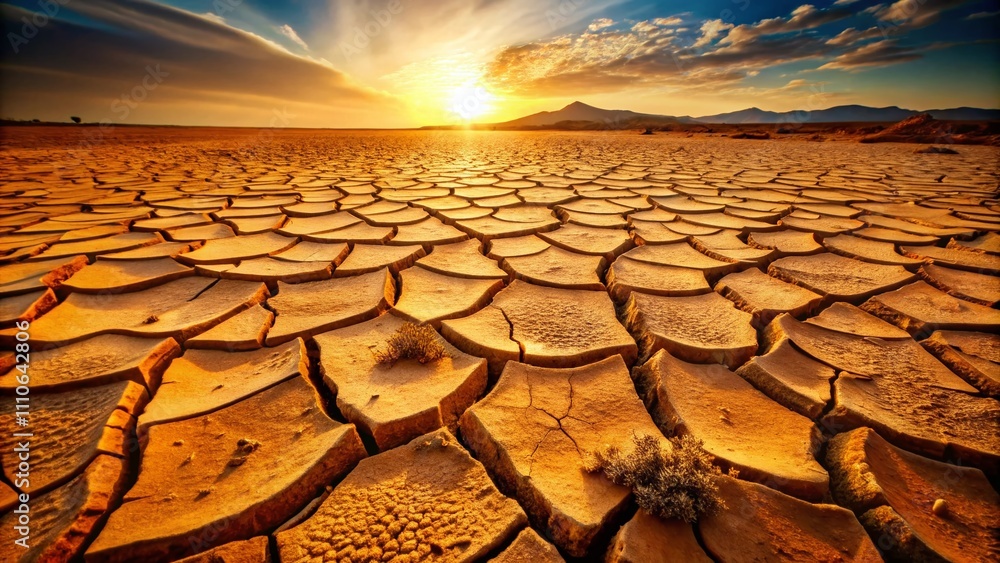 Poster captivating high-resolution image of cracked earth surfaces showcasing the intricate patterns and te