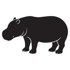 Obraz premium A black silhoutte Hippopotamus on a isoleted white background 